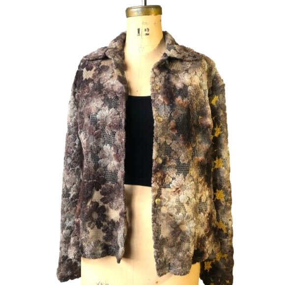 Vintage 90s lace crochet button up shirt top - Picture 13 of 16